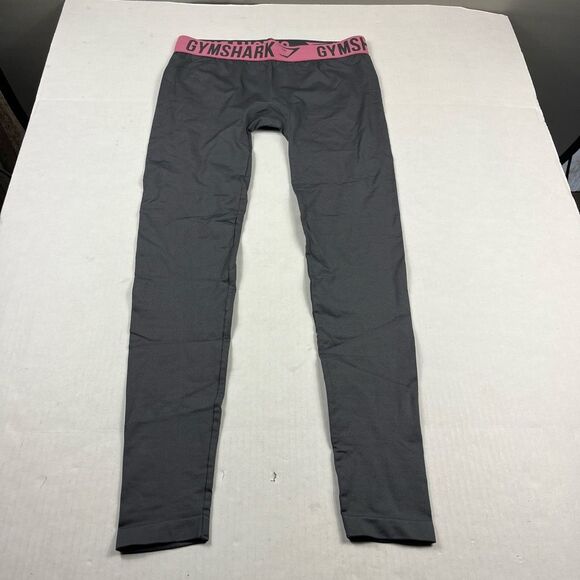 Gymshark Seamless Leggings Gray Logo Waistband Activewear Workout Training M - Picture 1 of 11